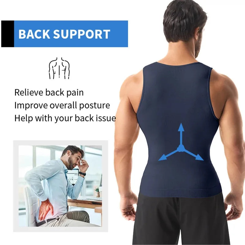 Men Compression Shirt for Body Shaper Slimming Vest Tight Tummy