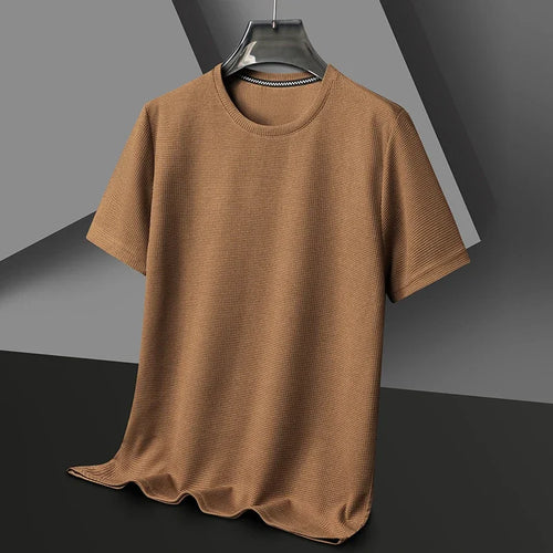 Short sleeved Polo shirShort sleeved Waffle Solid Polot fashion
