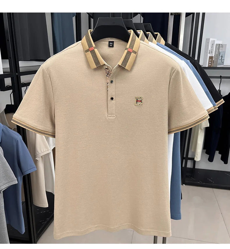 Summer Men's Luxury Brand Letter POLO Shirt Skin Friendly Comfortable