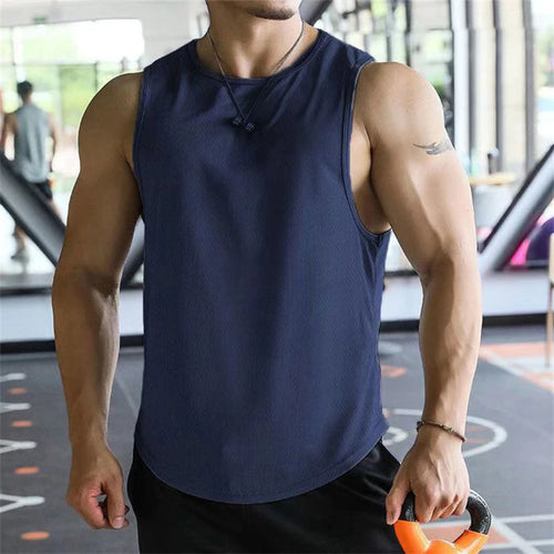 2024 new Men Tank Tops Sleeveless Shirt Polyester Mesh Material Quick