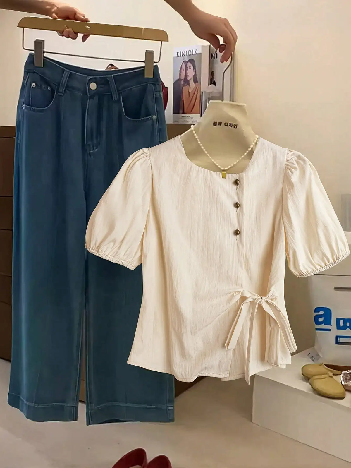 French Vintage Soft Style Women's Short Sleeve Shirt, Summer New