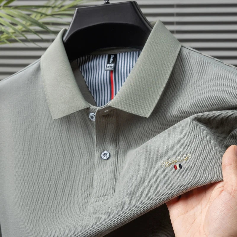 100% Pure Cotton Men's Classic Embroidered Polo Shirt Luxury