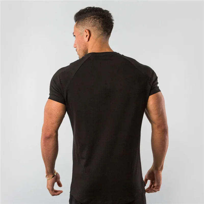 T Shirt Men Casual Short Sleeve Muscle Joggers Bodybuilding Tshirt