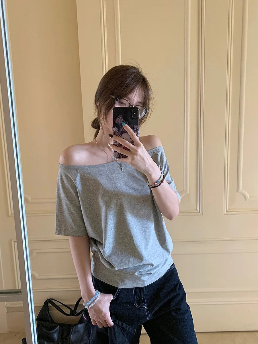 T-shirts Women Solid Simple Summer Casual Cleanfit Short Sleeve