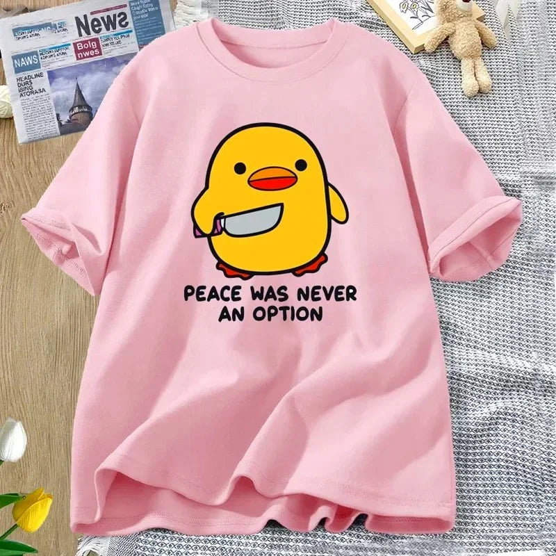 Peace Was Never An Option Cute Animal Tshirt Funny Goose Graphic T