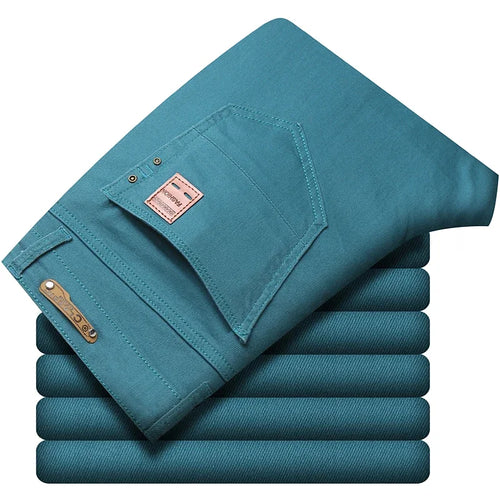 2024 Autumn New Men's Stretch Fit Jeans Bright Trendy Denim