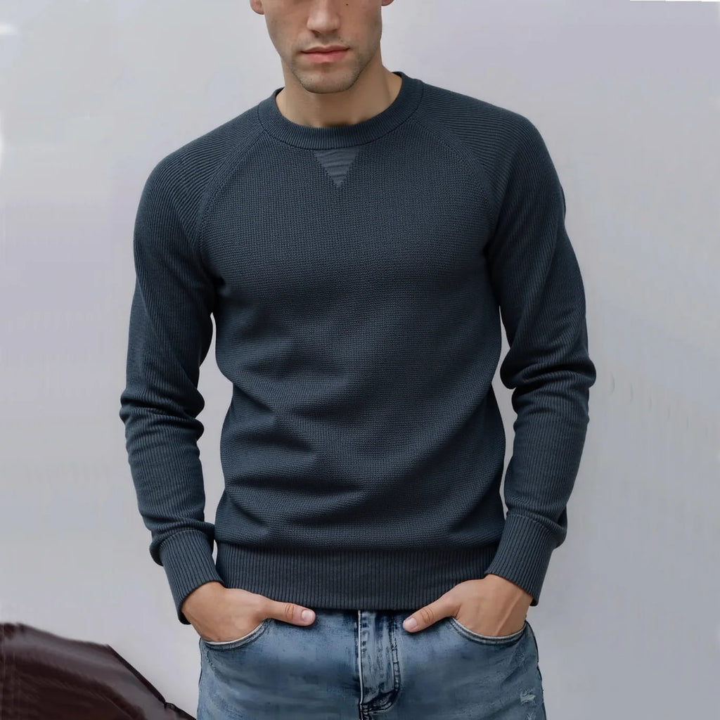 AIOPESON Raglan Sleeve Polo Shirt Men Henley Collar Solid Color Long