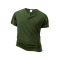 Summer Men's Short-sleeve Henley NeckT-shirt Solid Color Male Tops