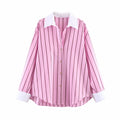 Women Blouses Tops Spring New Fashion Color Blocking Elegant Women's