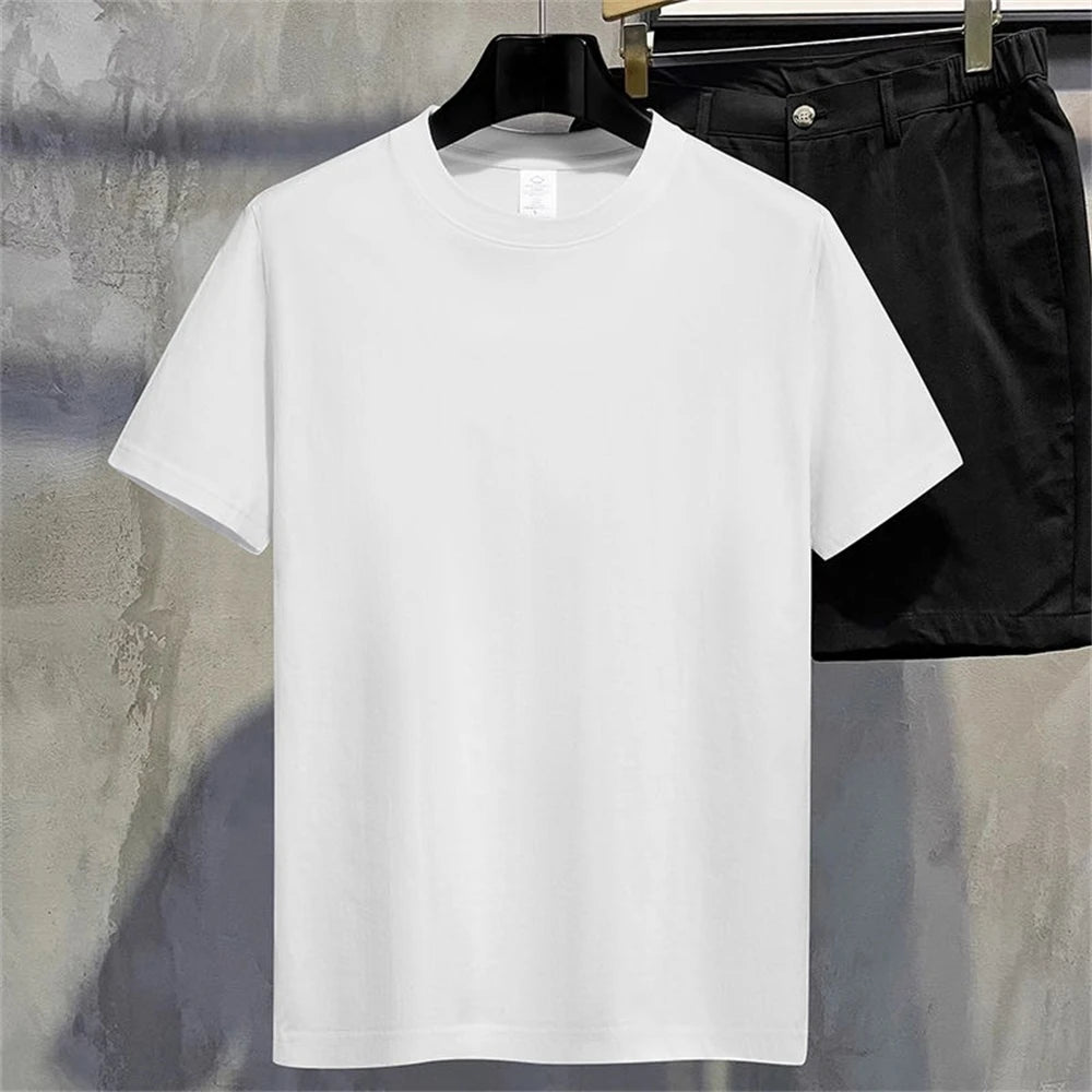 Summer Men T Shirt Cotton Tops Women Solid Color Blank Tshirts O-neck