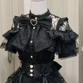 Summer Japanese Sweet Lolita Blouses Women Elegant Love Heart Bow Off