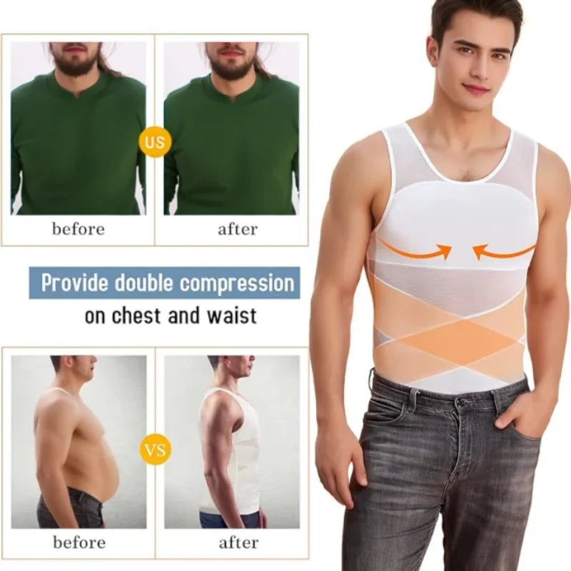 Men Compression Shirts for Men Shapewear Chest Abdomen Control Body