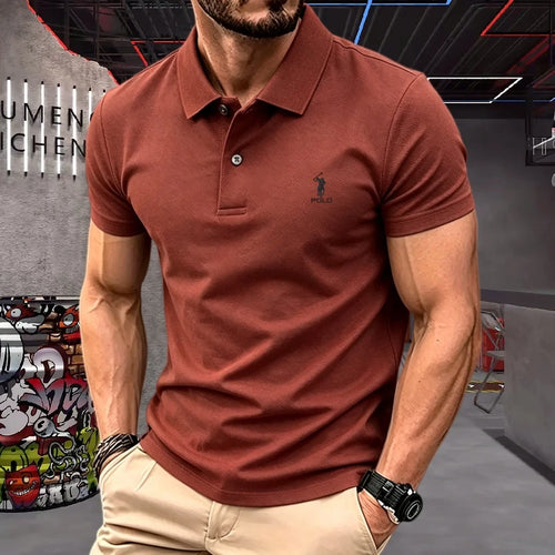 100% pure cotton high-end brand men's short sleeve polo shirt