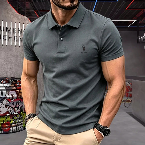 100% pure cotton high-end brand men's short sleeve polo shirt