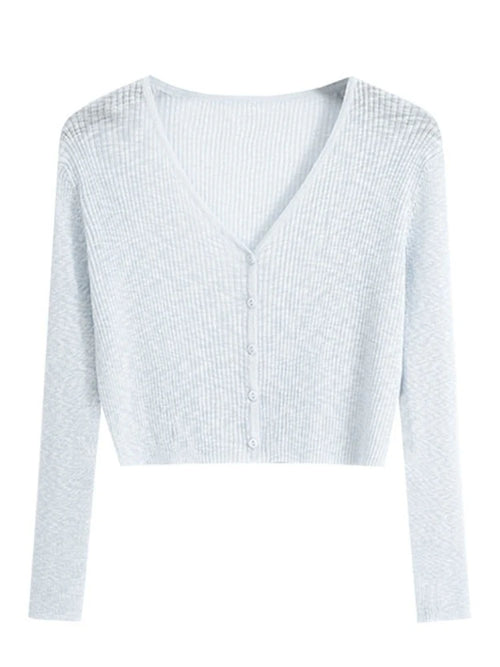 2026 Summer Thin Air Conditioning Blouse Ice Silk Knit Sun Protection