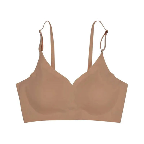 1 Pcs Seamless Wireless Bras, Soft & Comfy Solid Bra With Removable
