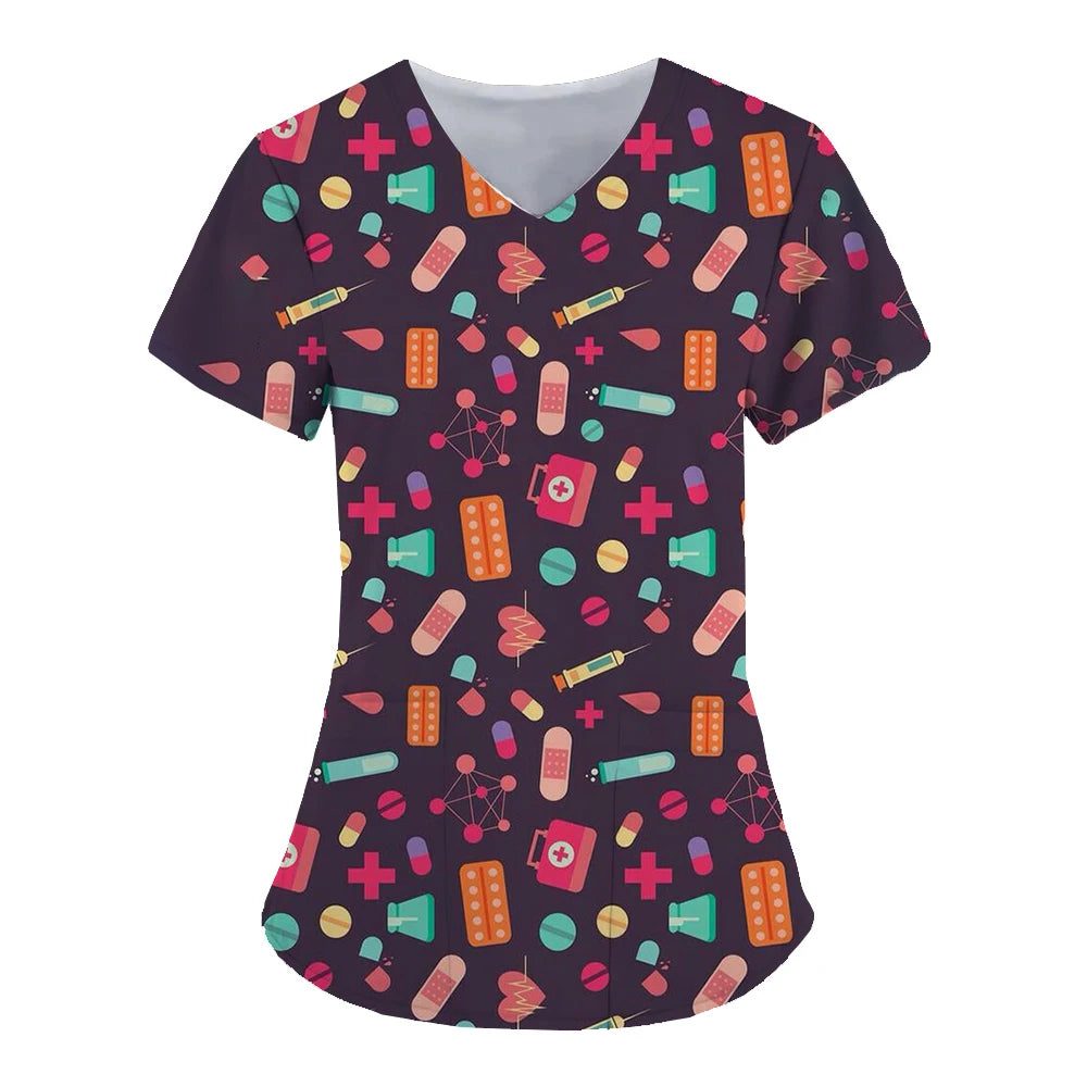 Medical Tools Graphic Healthcare Uniform Nurse Clinic Nursing Workwear