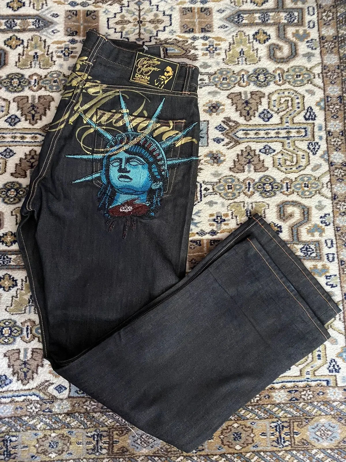 Harajuku Y2k Diamonds Wide Leg Jeans 2000s Casual Denim Pants High