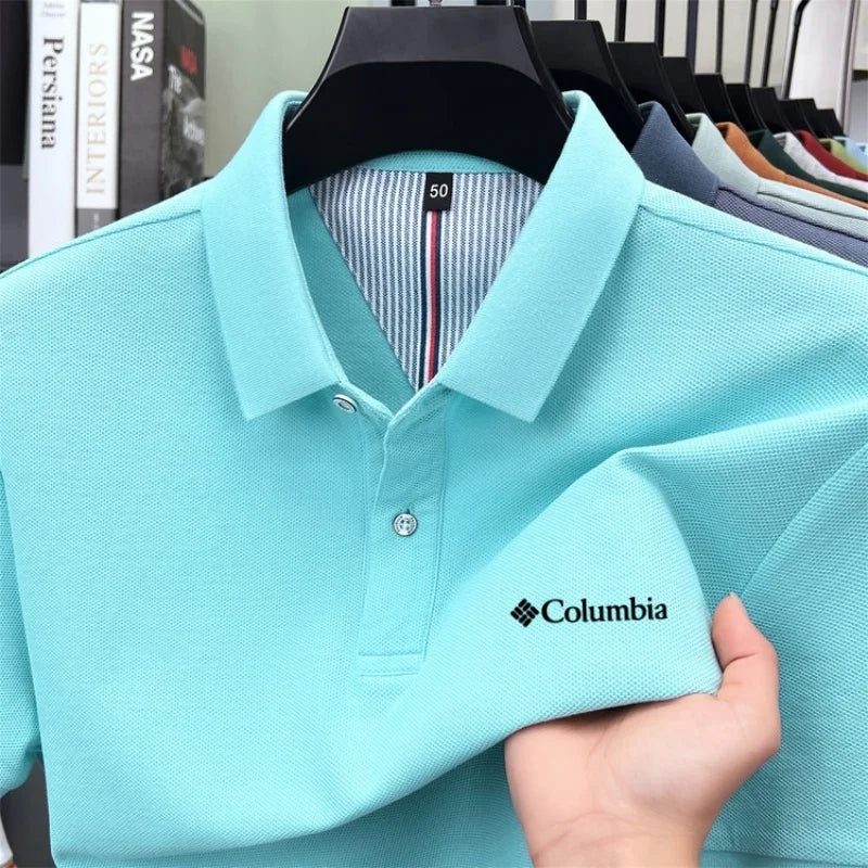 100% pure cotton 2026high-end brand men's short sleeve polo shirt