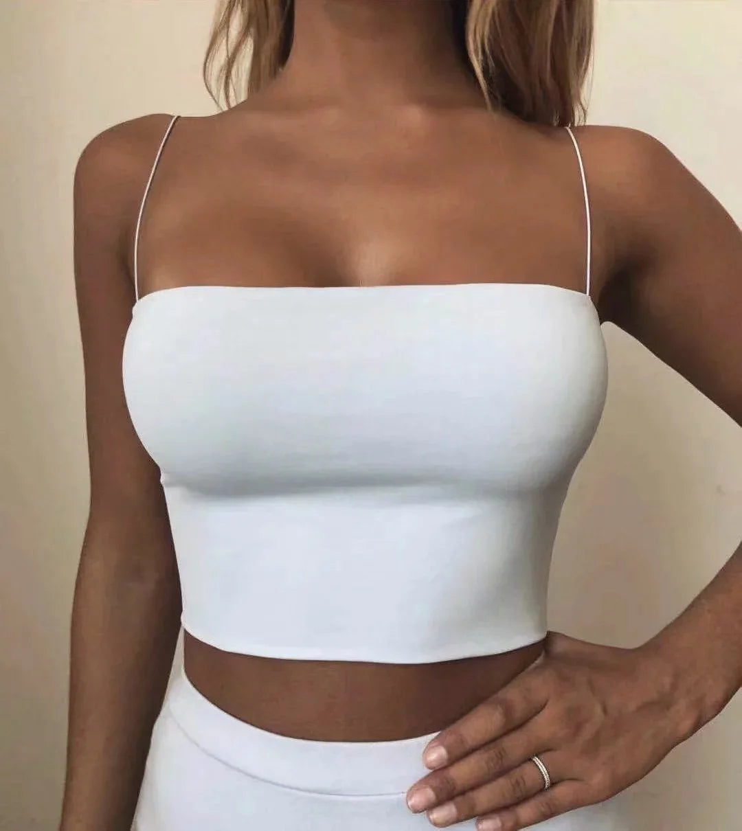 2024 Summer Women's Crop Top Sexy Elastic Cotton Camis sleeveless