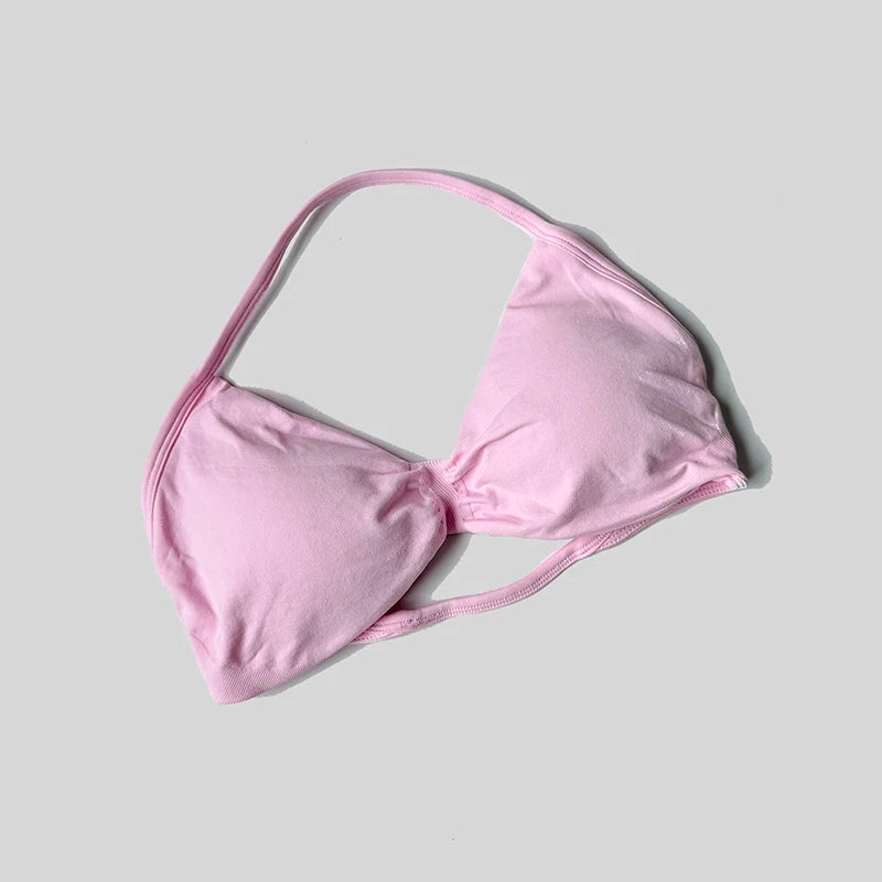 Women Halter Sports Bra Push Up Strappy Sexy Open Back Gym Crop Top