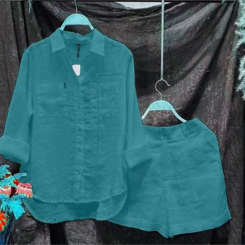 Summer Cotton Linen Casual Home 2 Piece Set For Women 2024 Fashion