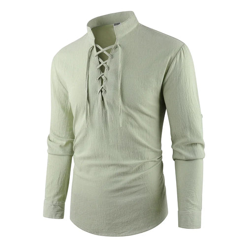Men's Vintage V-neck T-shirt Cotton Linen Pirate Medieval Viking