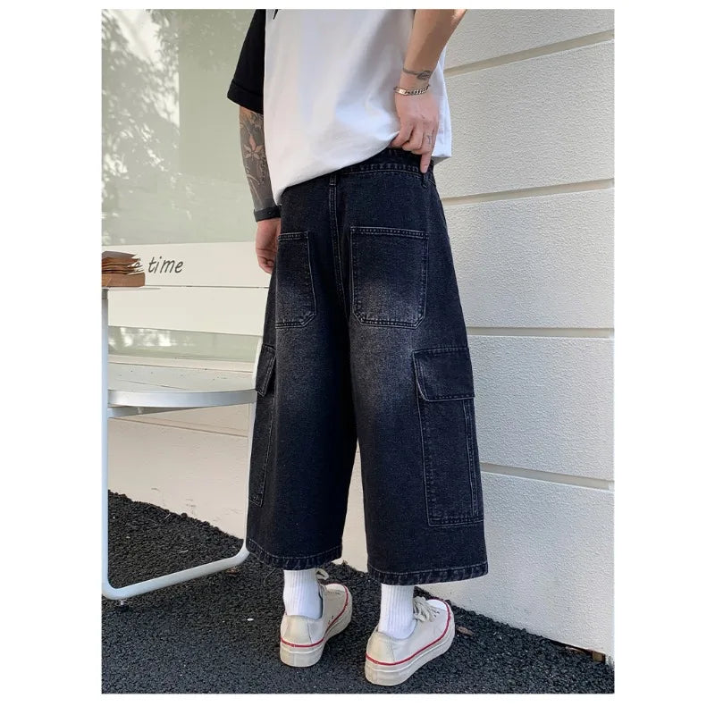 New American Retro High Waist Loose Wide Leg Man Pants Men's Jeans