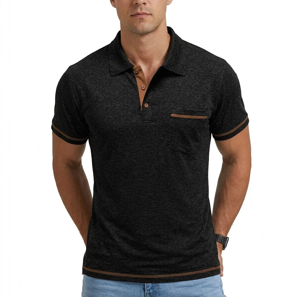 Summer Men's Solid Color Polo Shirt Short Sleeve Button Tshirts Lapel