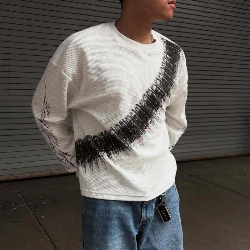 New y2k Bullet Letter Printed American Retro Long Sleeve T-shirt