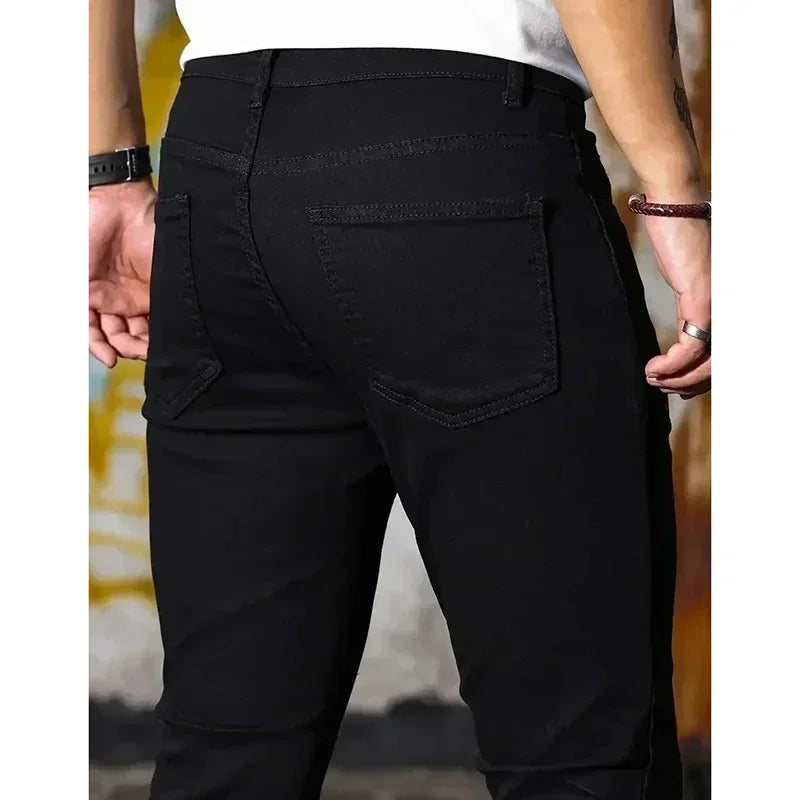 2025 Men Narrow Leg Jeans Male Comfortable Straight Leg Slim Fit