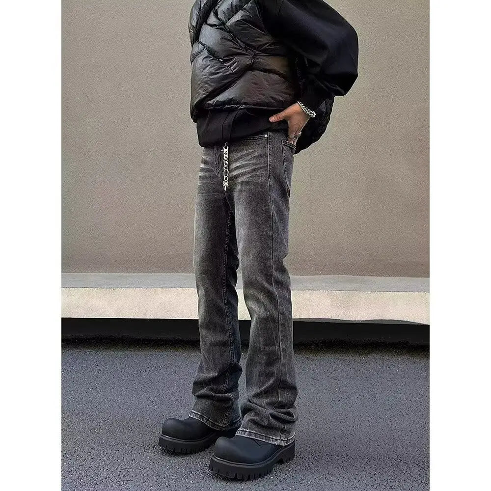 American high street washed black jeans for men stylish and straight