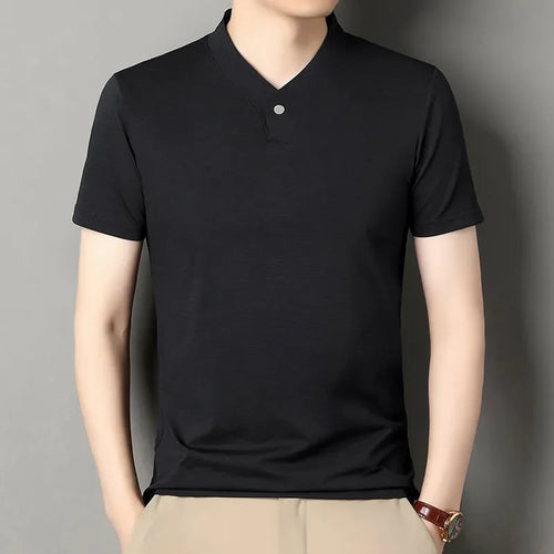 2026 Korean Style Men's Casual and Fashionable One Button V-neck Solid