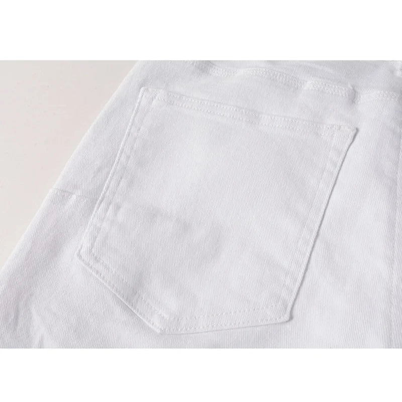 Spring New Men's White Skinny Jeans High Quality Slim Fit Trousers
