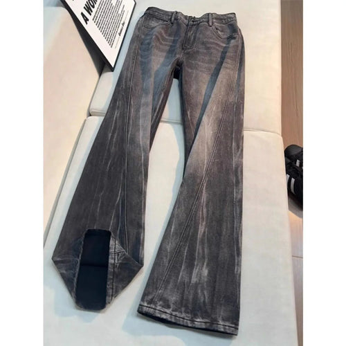 Vintage Men's Jeans Man Pants High Street Washed Denim Blue Jeans