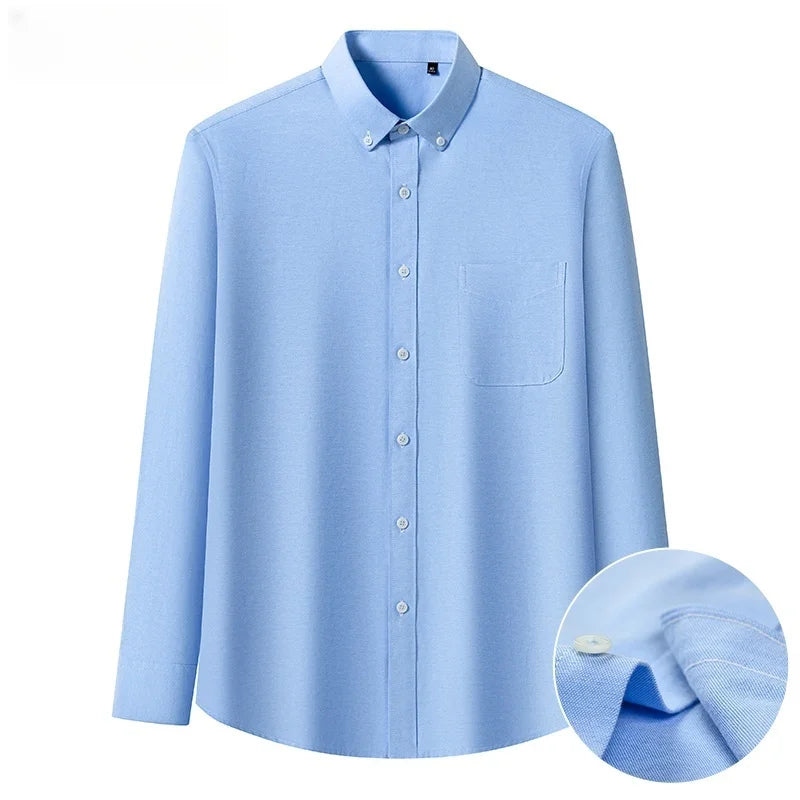100%Cotton Men's Oxford Shirt Long Sleeved For Male Comfort Breathable