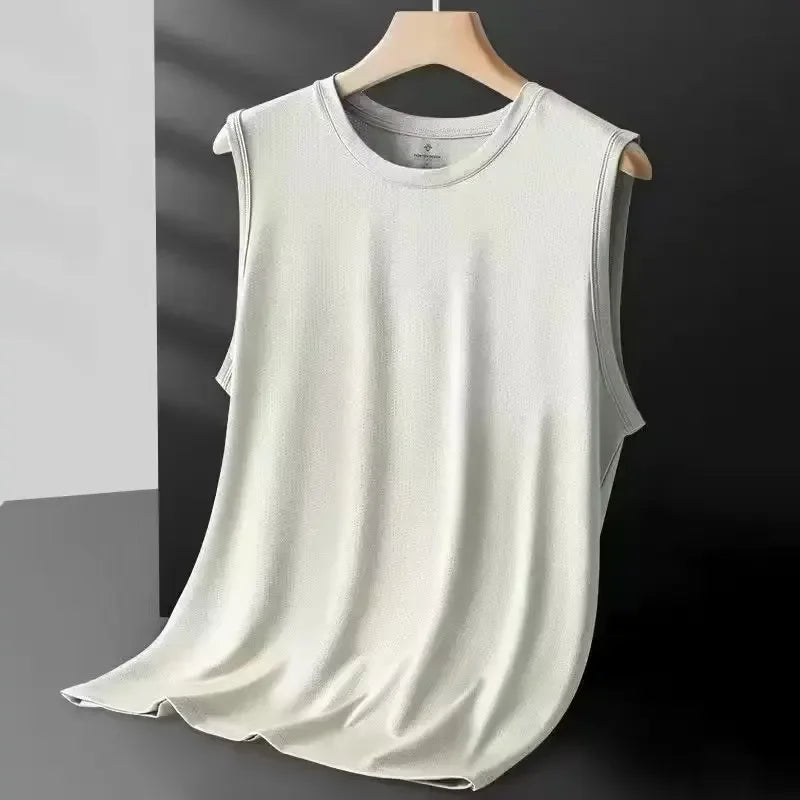 Men's Ice Silk Mesh Tank Tops Gym Stringer Transparent Bodybuilding