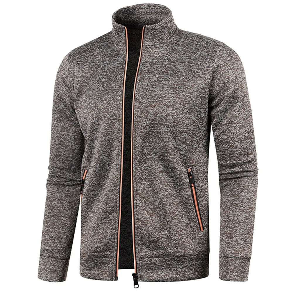 Men Zipper Jackets Standing Collar Sweatshirt Outdoor Streetwear