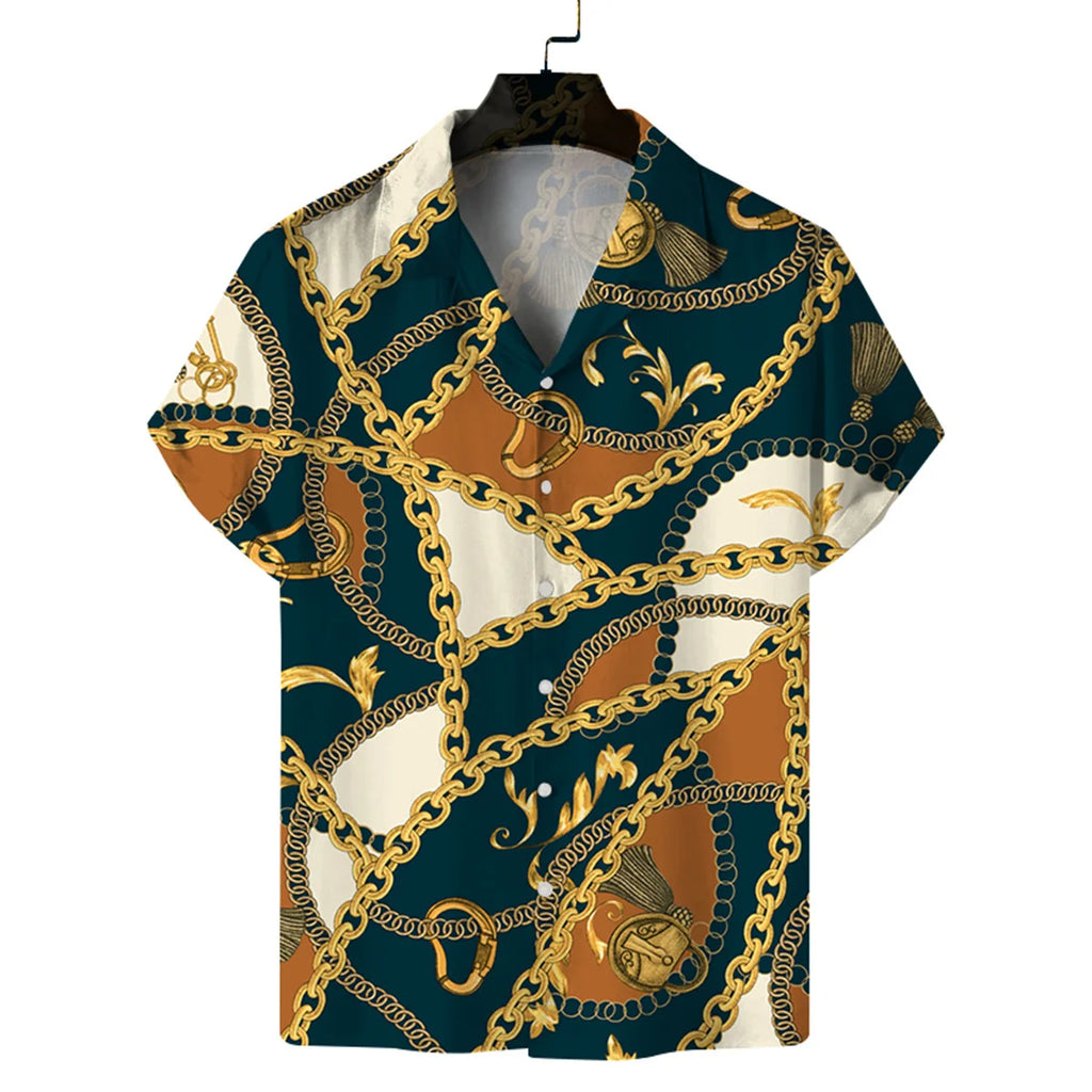 Men's short-sleeved Cuban collar casual shirt men's personalized