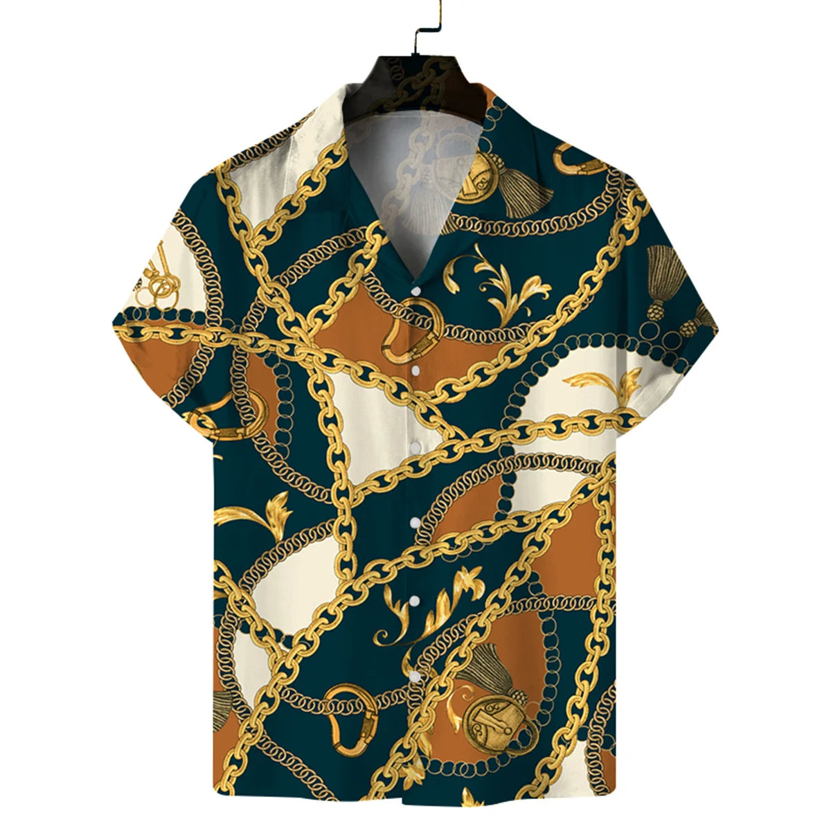Men's short-sleeved Cuban collar casual shirt men's personalized