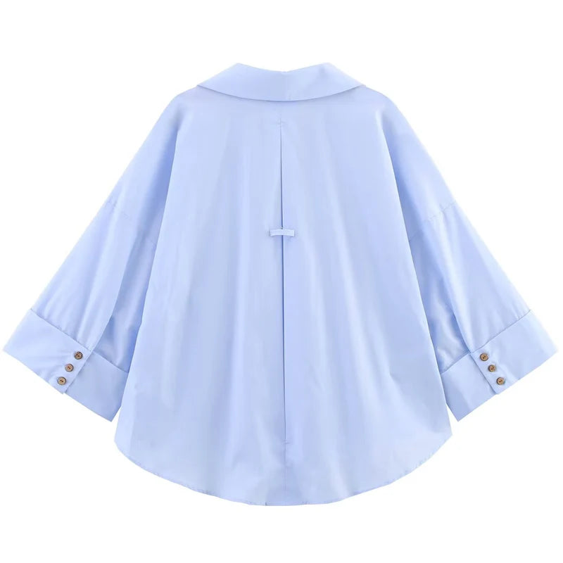HXAO 2025 Women's Shirt Summer Crop Oversized Shirts & Blouses White
