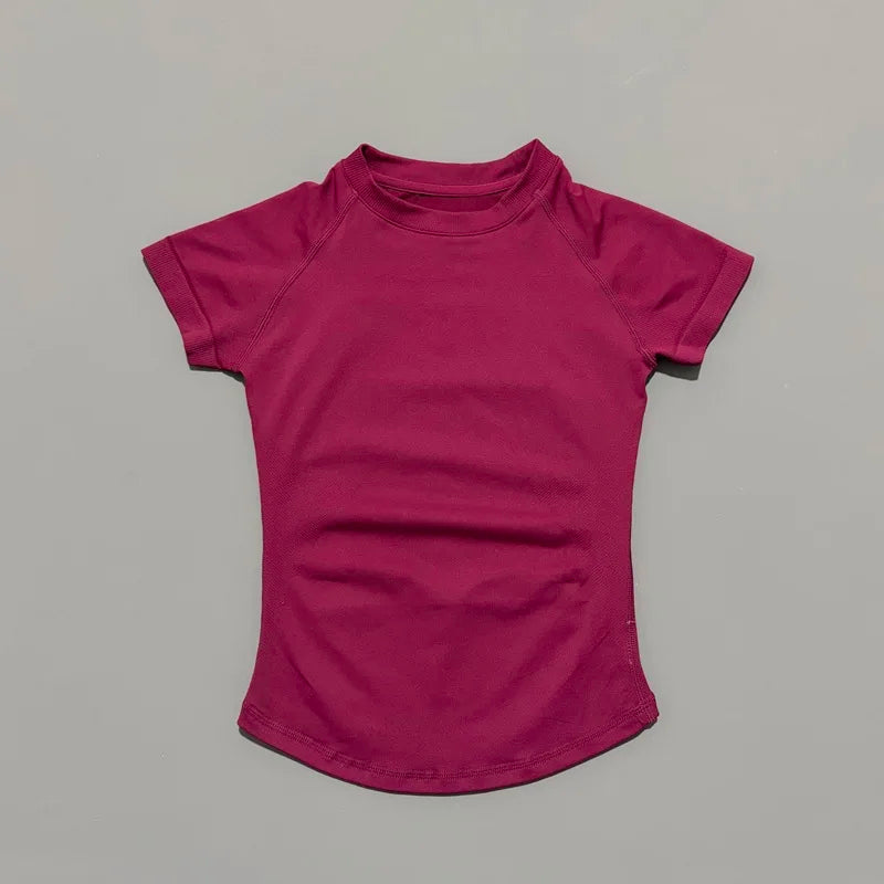 Short Sleeve Seamless Yoga Top Women Quick Dry Breathable Slim Fit