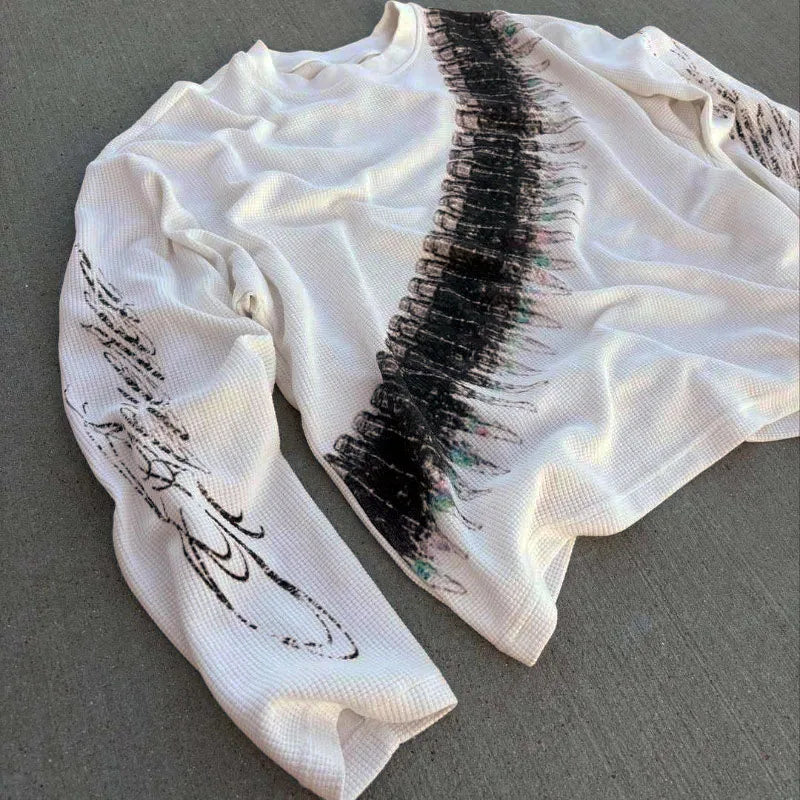 New y2k Bullet Letter Printed American Retro Long Sleeve T-shirt