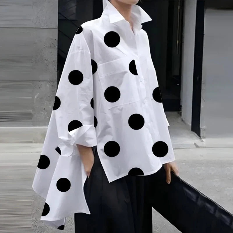 New Women Blouse Shirt Casual Irregular Loose White Shirts Fashion