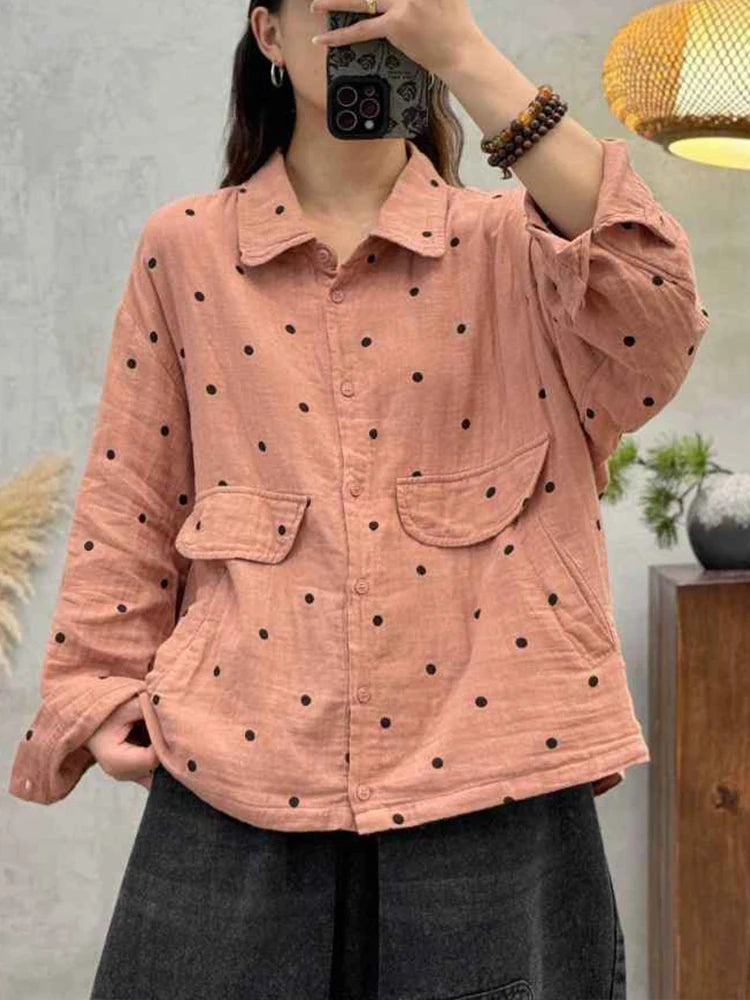 Amax LuluE 2026 Spring Fashion Classic Dot Shirts Womens Japanese
