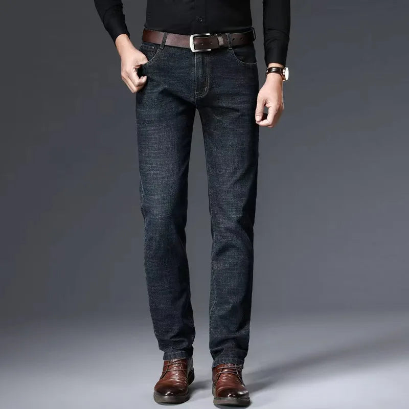 Men Fashion Straight Jeans Mens 2025 New Stretch Slim Fit Pants
