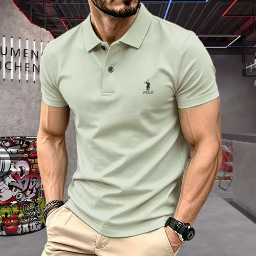 100% pure cotton high-end brand men's short sleeve polo shirt