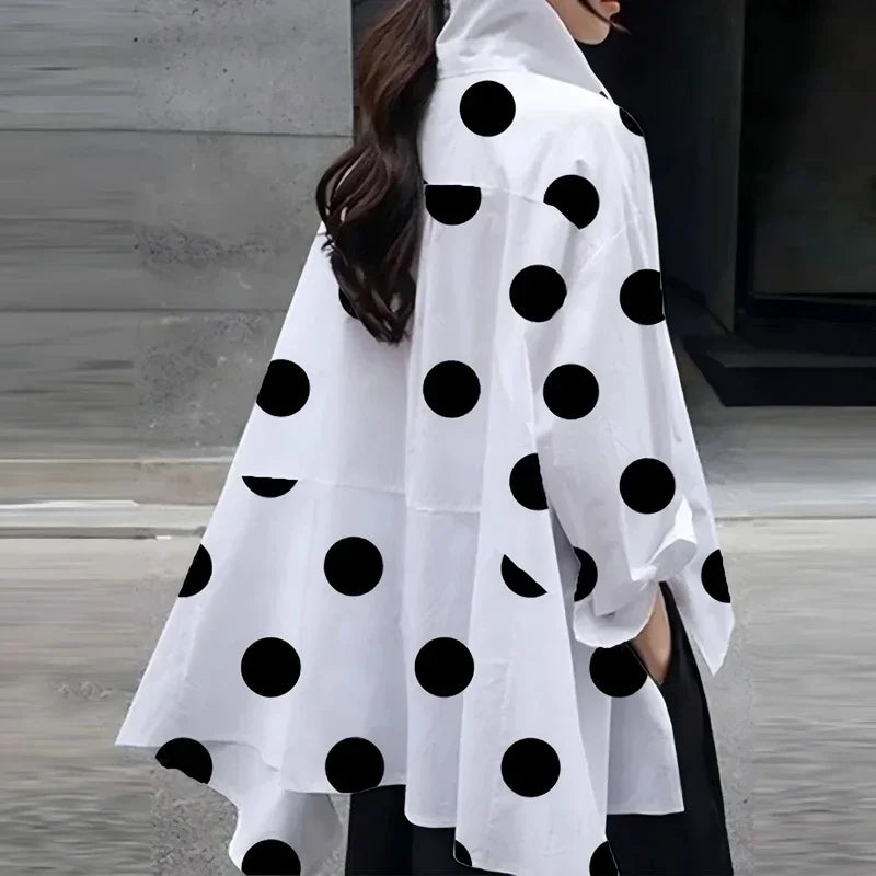 New Women Blouse Shirt Casual Irregular Loose White Shirts Fashion