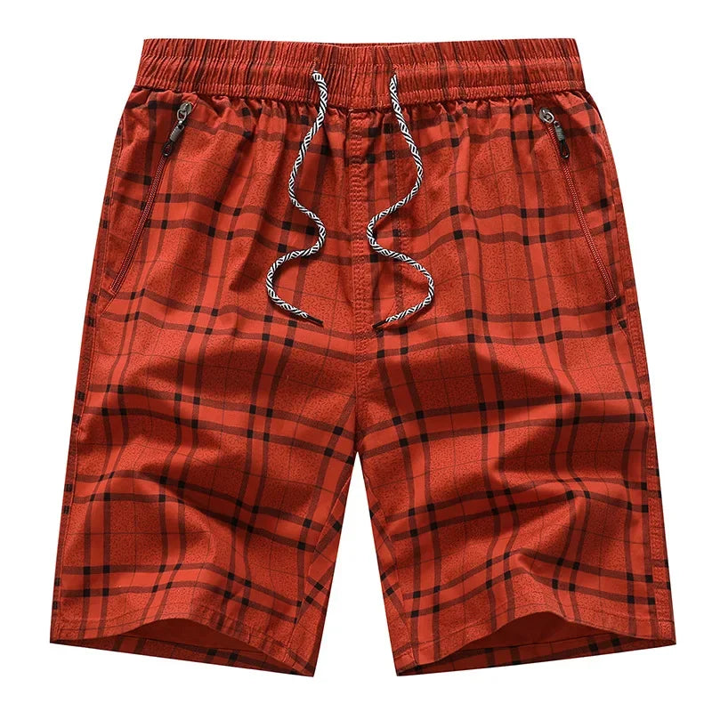 Bermuda Male Hot 2024 Summer Elastic Waist Mens Plaid Shorts Classic