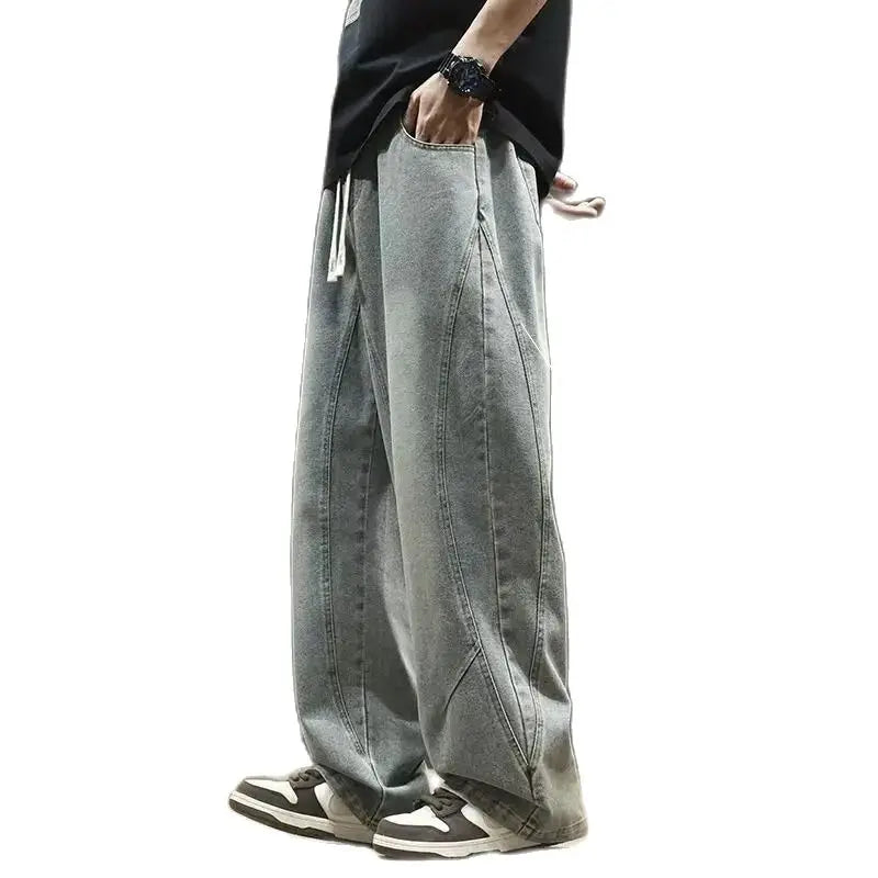 Teenage spring straight leg jeans for boys  loose straight leg casual
